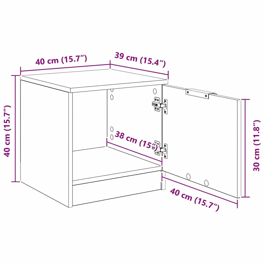 Armoire de lit 2 pc Chêne artisanal 40 x 39 x 40cm - 15