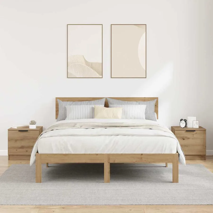 Armoire de lit 2 pc Chêne artisanal 40 x 39 x 40cm - 4