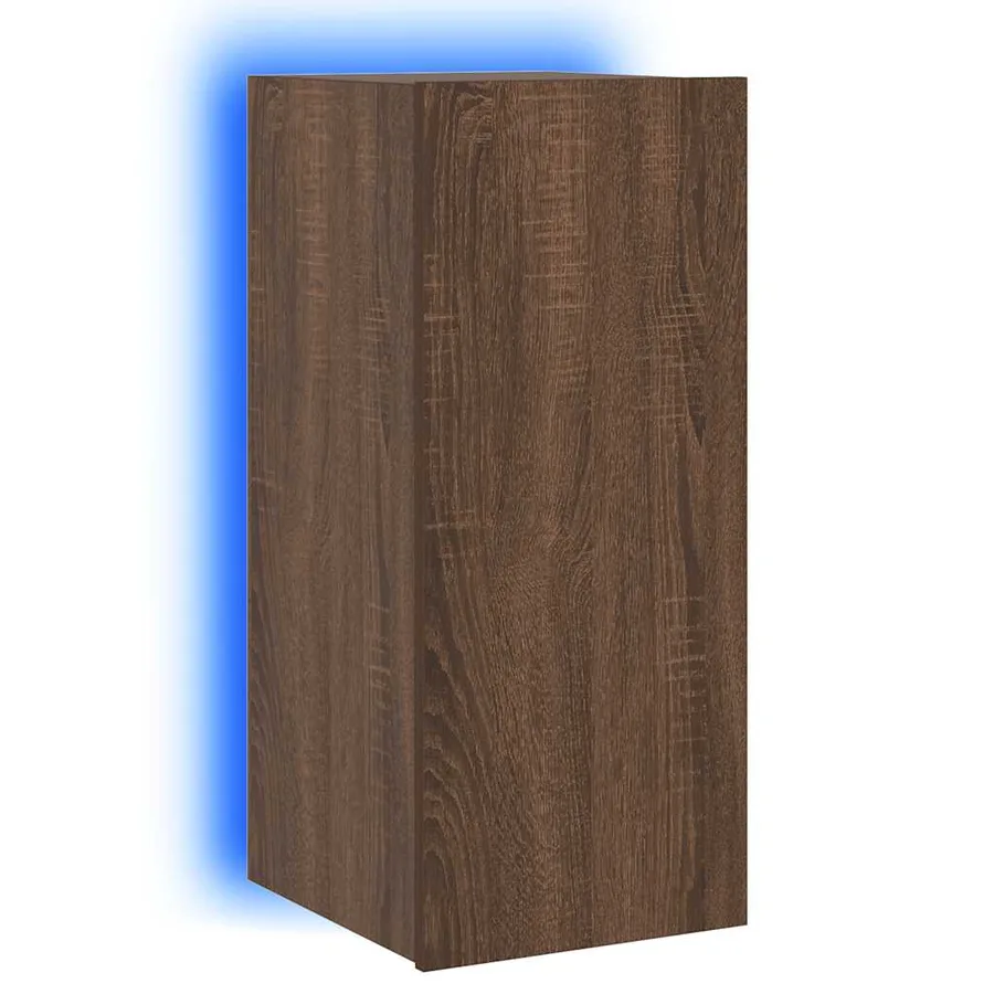 Meuble TV mural avec lumières LED chêne marron 30,5x35x70 cm - 5
