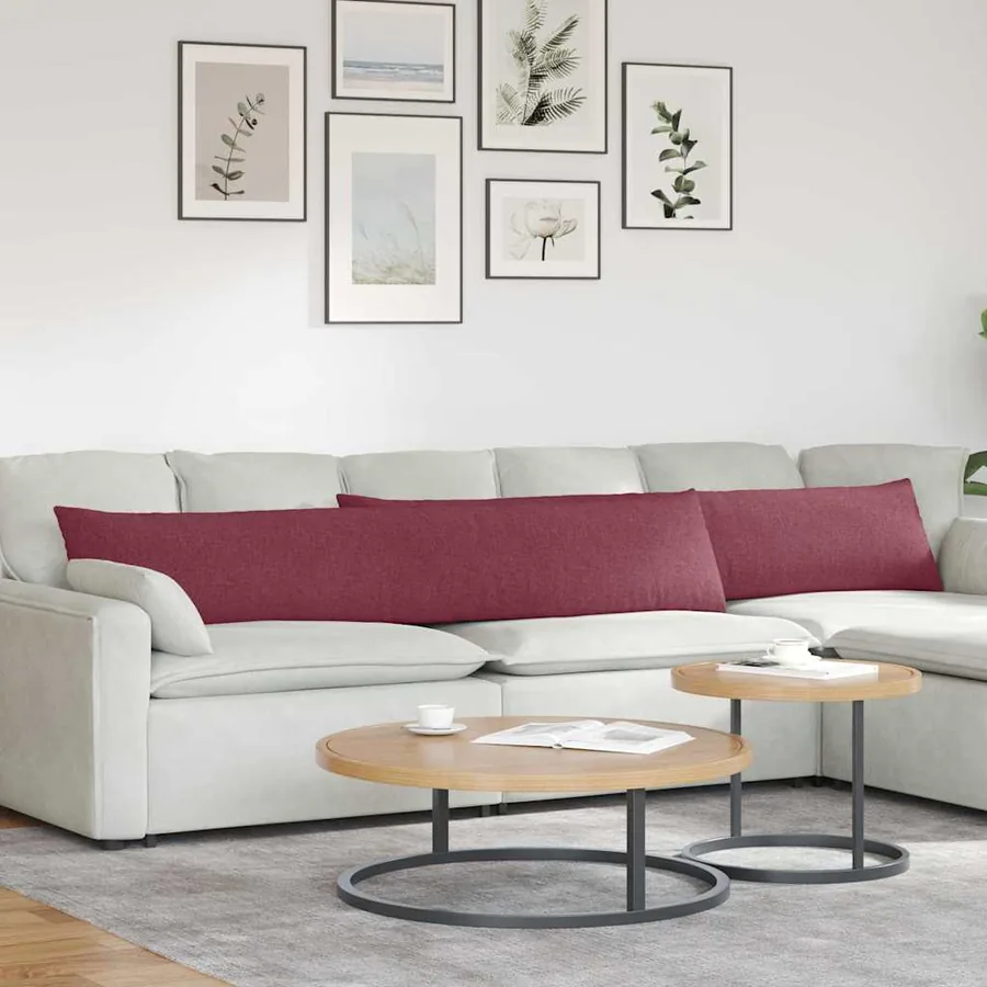 Coussins de canapé 2 pcs Bordeaux 200 x 40 cm tissu