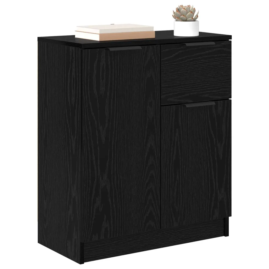 Buffet avec tiroir Chêne noir 60 x 30 x 70 cm Bois d'ingénierie - 3
