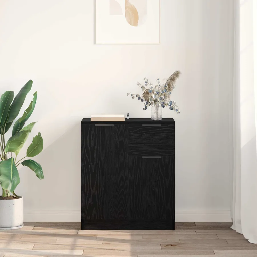 Buffet avec tiroir Chêne noir 60 x 30 x 70 cm Bois d'ingénierie - 4