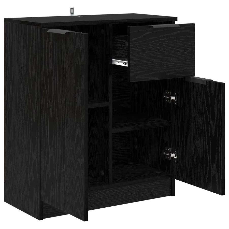 Buffet avec tiroir Chêne noir 60 x 30 x 70 cm Bois d'ingénierie - 5