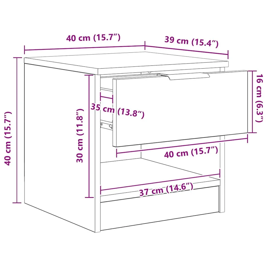 Armoire de lit 2 pc Chêne artisanal 40 x 39 x 40cm - 14