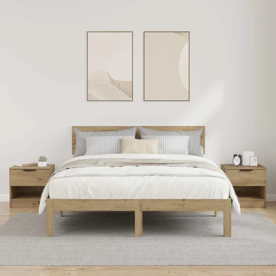 Armoire de lit 2 pc Chêne artisanal 40 x 39 x 40cm - 4
