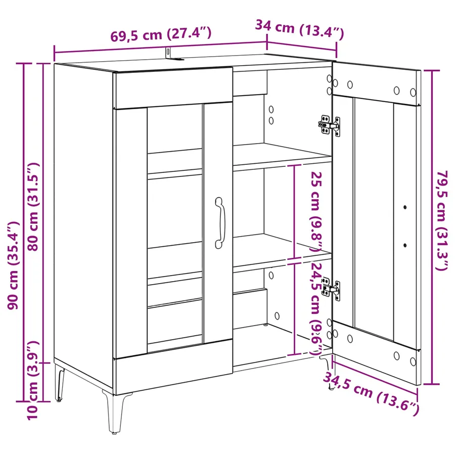 Buffet Chêne artisanal 69,5 x 34 x 90 cm - 14