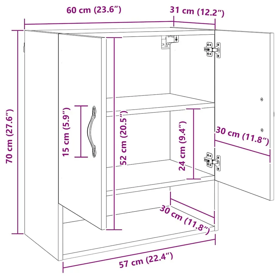 Armoire Murale 60 x 31 x 70 cm Bois d'ingénierie - 12