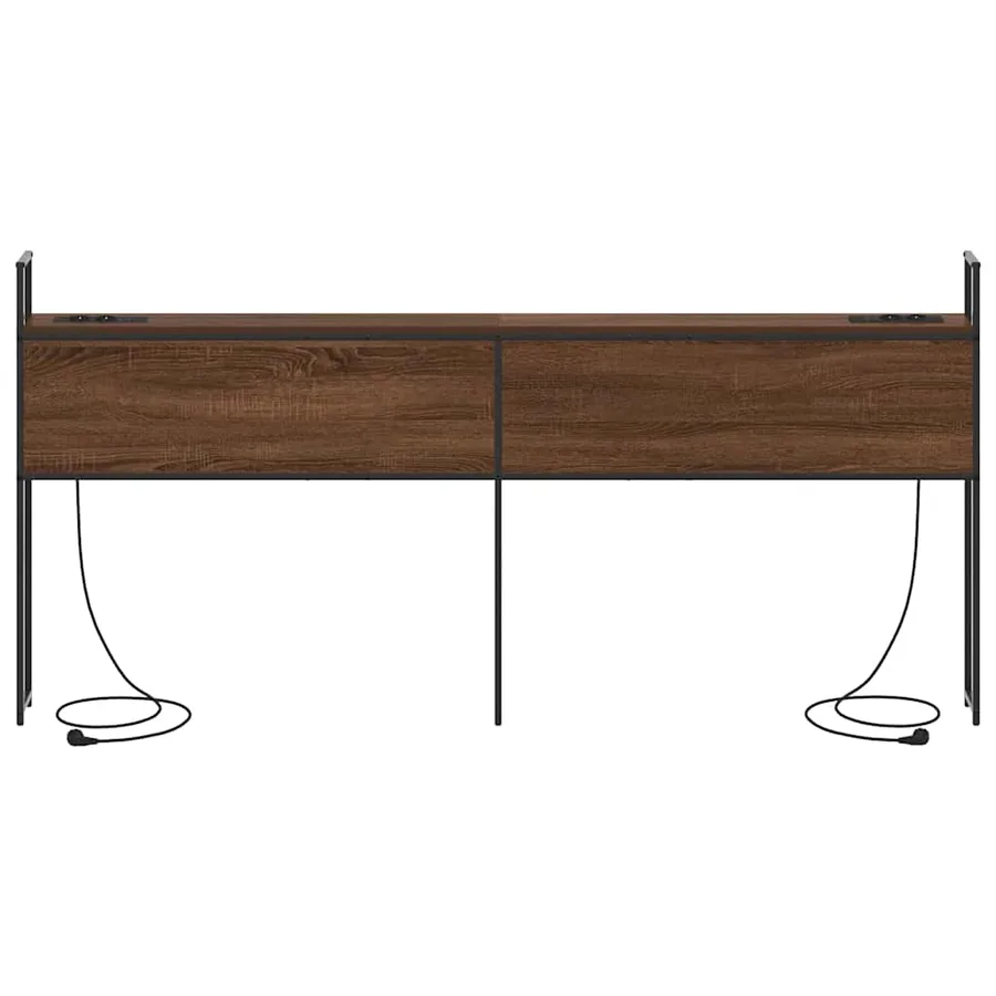 Headboard de Rangement avec Station de Charge Chêne marron - 5