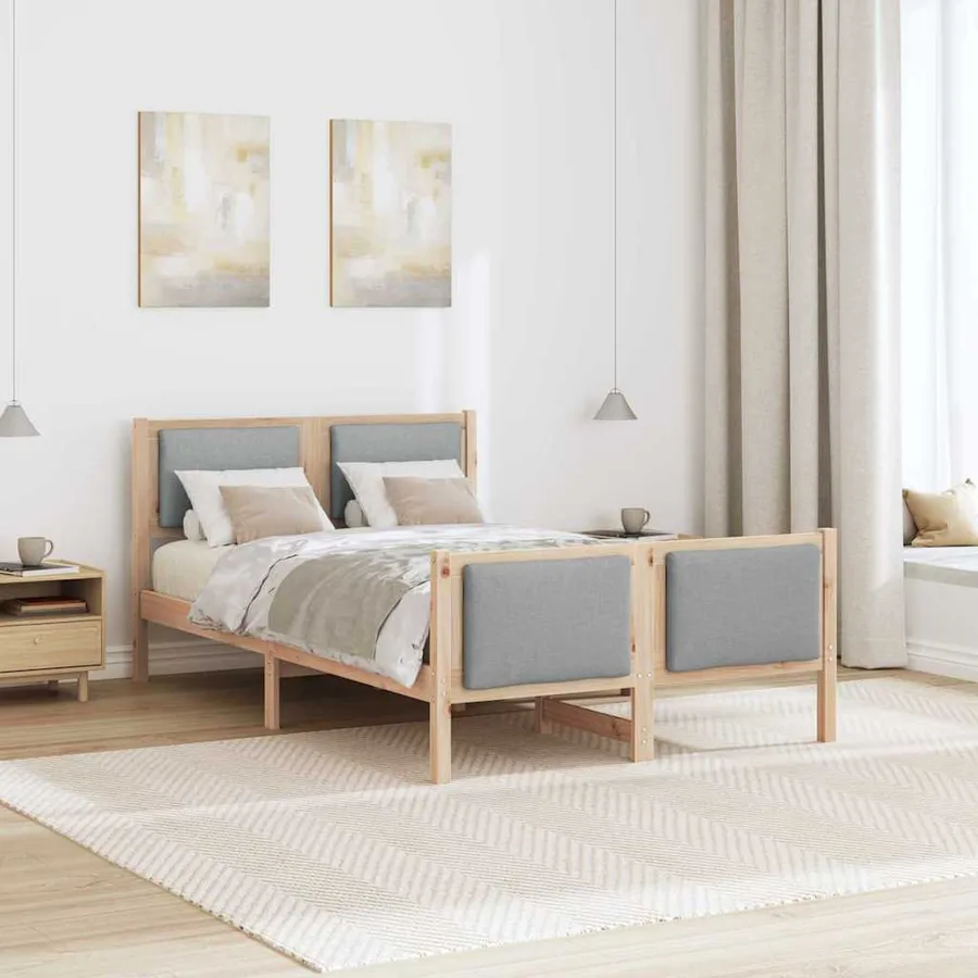 Cadre de lit avec tête de lit Gris clair 120 x 200 cm tissu - 4