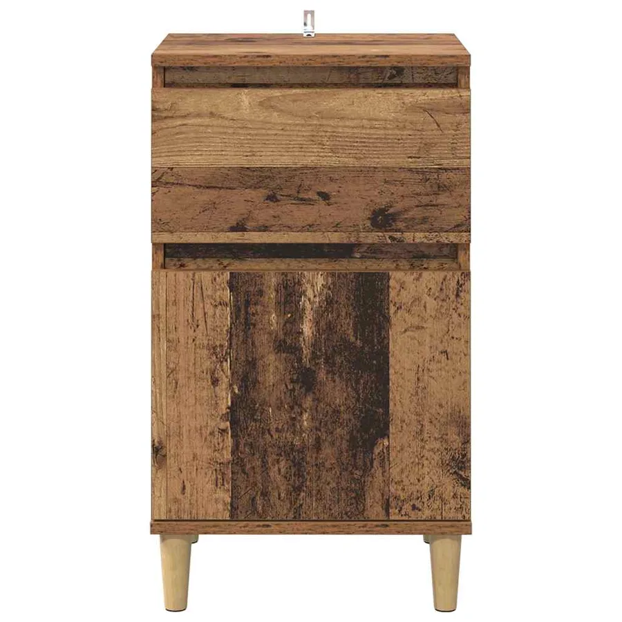 Cabinet de chevet avec tiroir 2 pcs Bois ancien 40 x 35 x 70 cm - 7