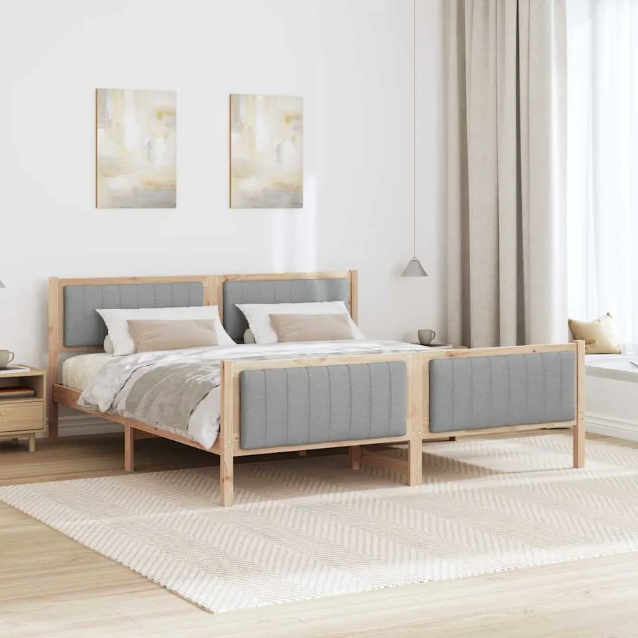 Cadre de lit avec tête de lit Marron et gris clair 180 x 200 cm - 4