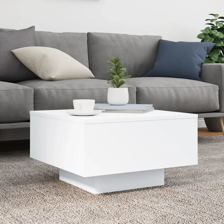 Table basse blanc 55x55x31 cm bois d'ingénierie - 3