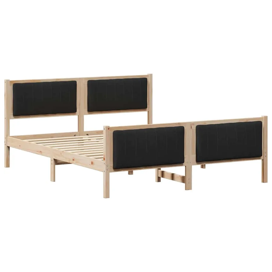 Cadre de lit Marron et noir 150 x 200 cm Bois massif en pin - 2