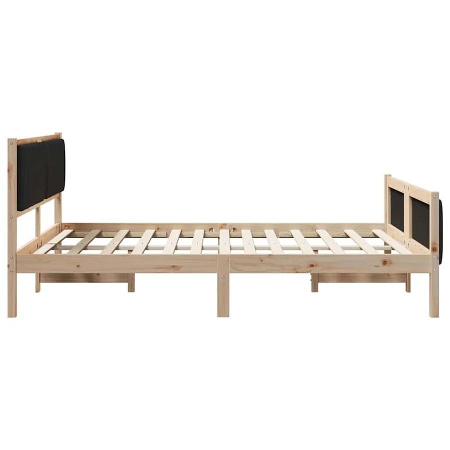 Cadre de lit Marron et noir 150 x 200 cm Bois massif en pin - 6