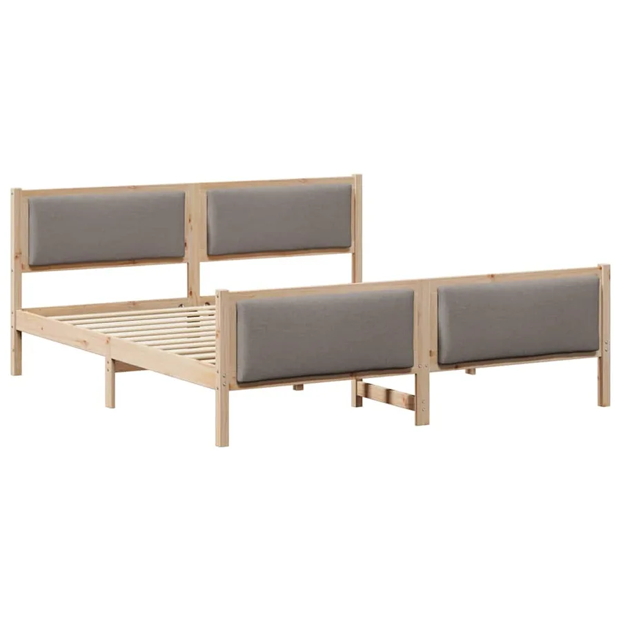 Cadre de lit avec tête de lit Taupe 200 x 200 cm tissu - 2