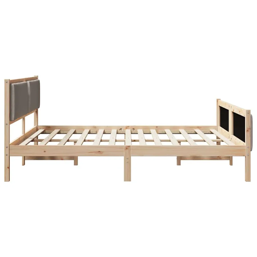 Cadre de lit avec tête de lit Taupe 200 x 200 cm tissu - 6