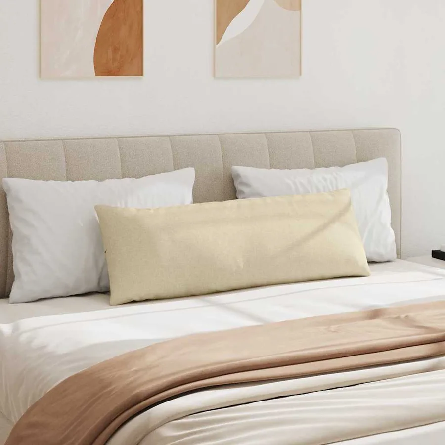 Coussins de canapé 2 pcs Crème 120 x 40 cm tissu - 4