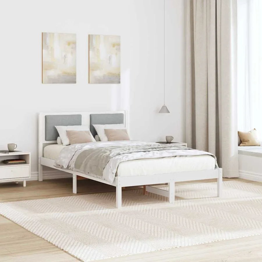 Cadre de lit Gris clair 120 x 200 cm Pin massif - 4