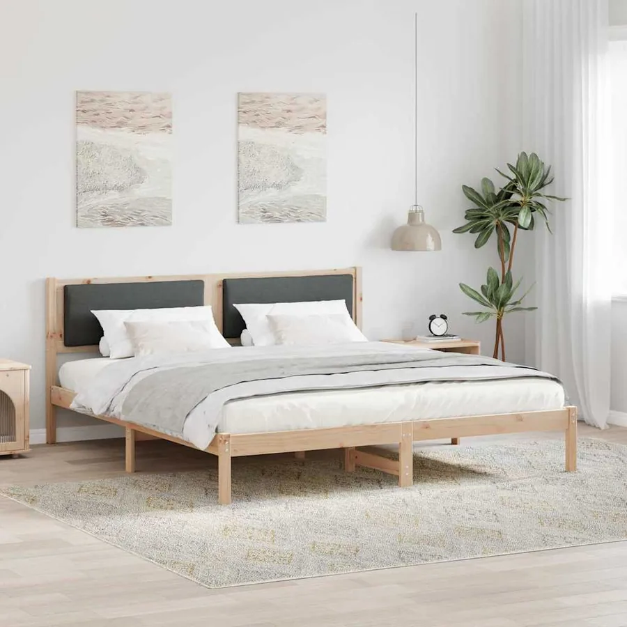 Cadre de lit Gris foncé 180 x 200 cm Pin massif