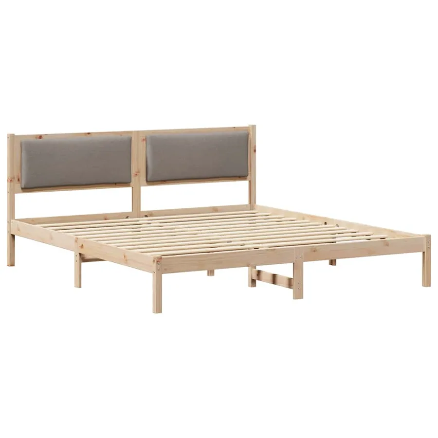 Cadre de lit avec tête de lit Taupe 180 x 200 cm Pin massif - 2