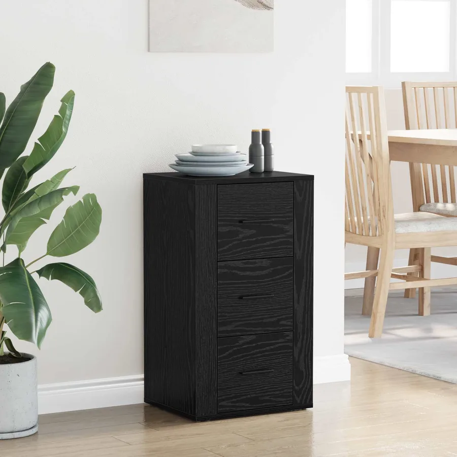 Buffet avec tiroir Chêne noir 40 x 33 x 70 cm Bois d'ingénierie - 4