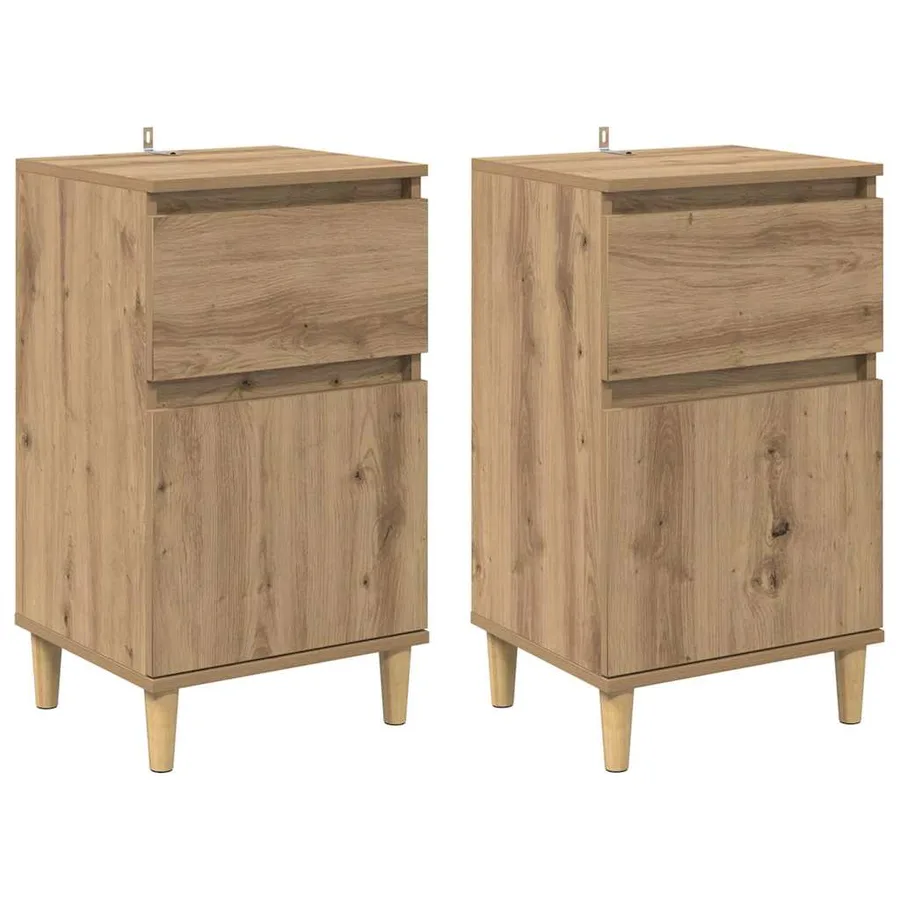 Cabinet de chevet 2 pc Chêne artisanal 40 x 35 x 70 cm - 2