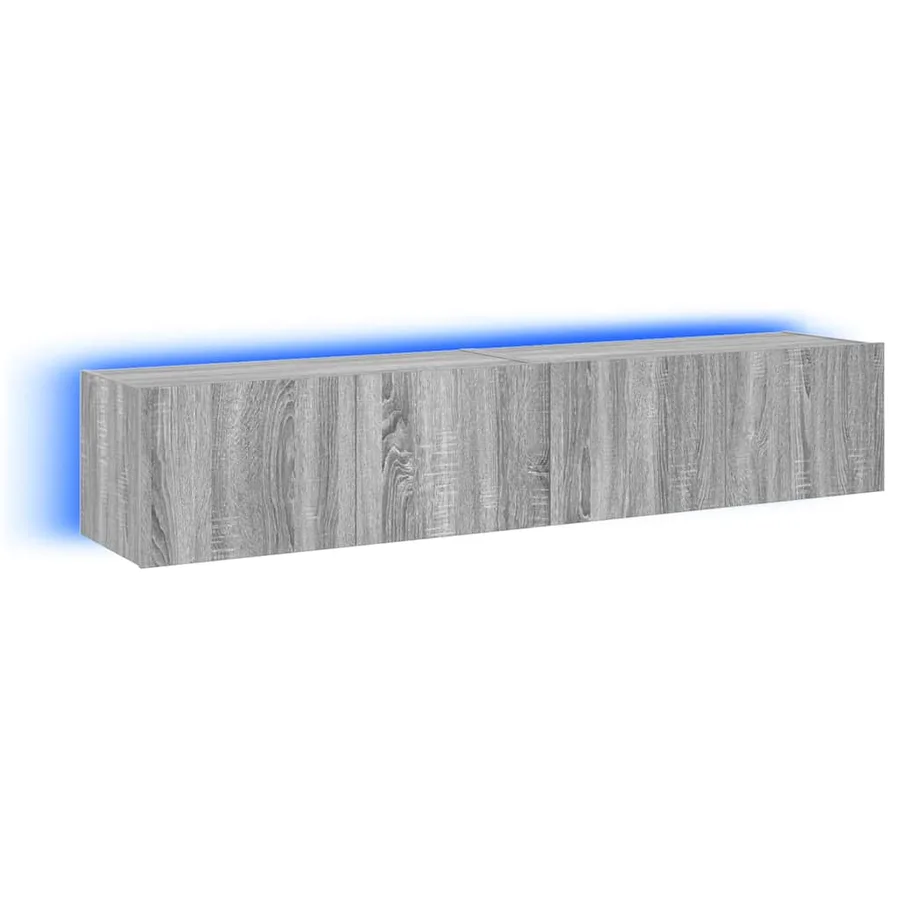 Meubles TV muraux et lumières LED 2pcs sonoma gris 80x35x31 cm - 2