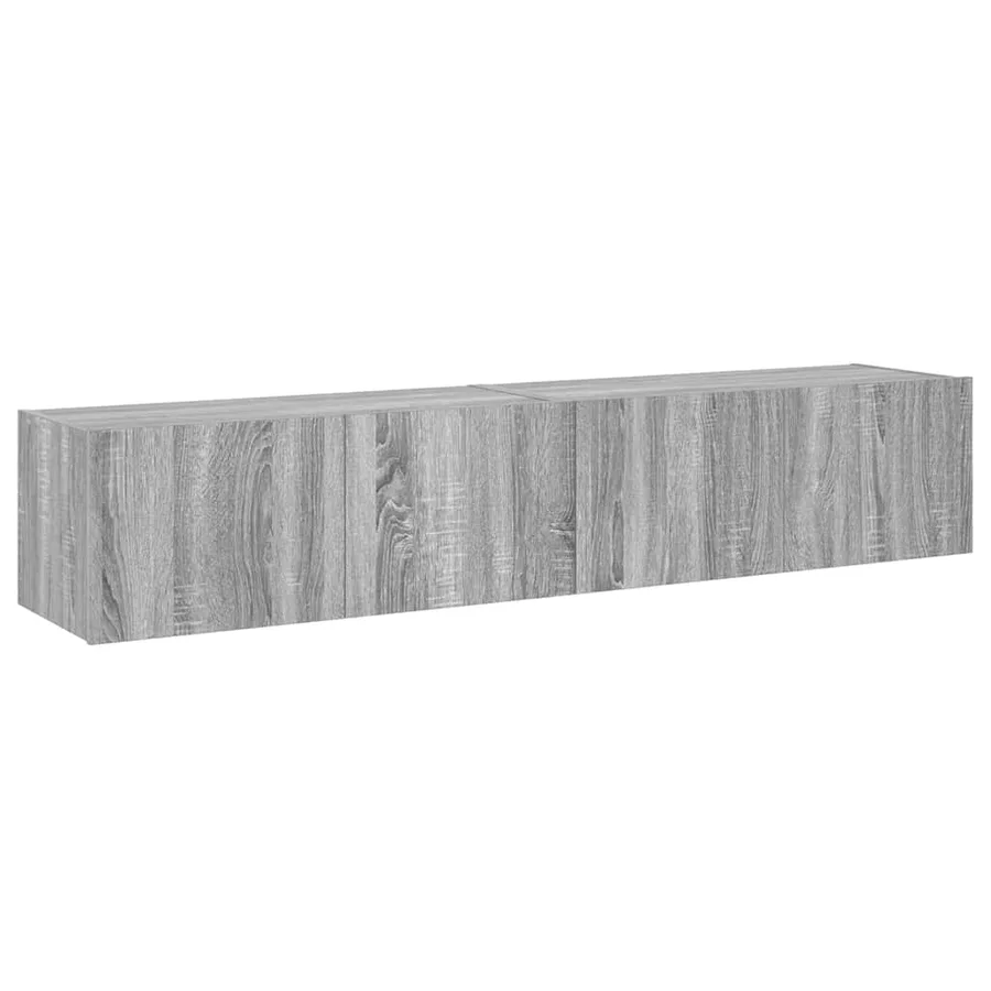 Meubles TV muraux et lumières LED 2pcs sonoma gris 80x35x31 cm - 7