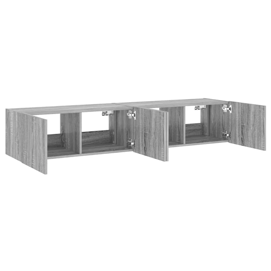 Meubles TV muraux et lumières LED 2pcs sonoma gris 80x35x31 cm - 8