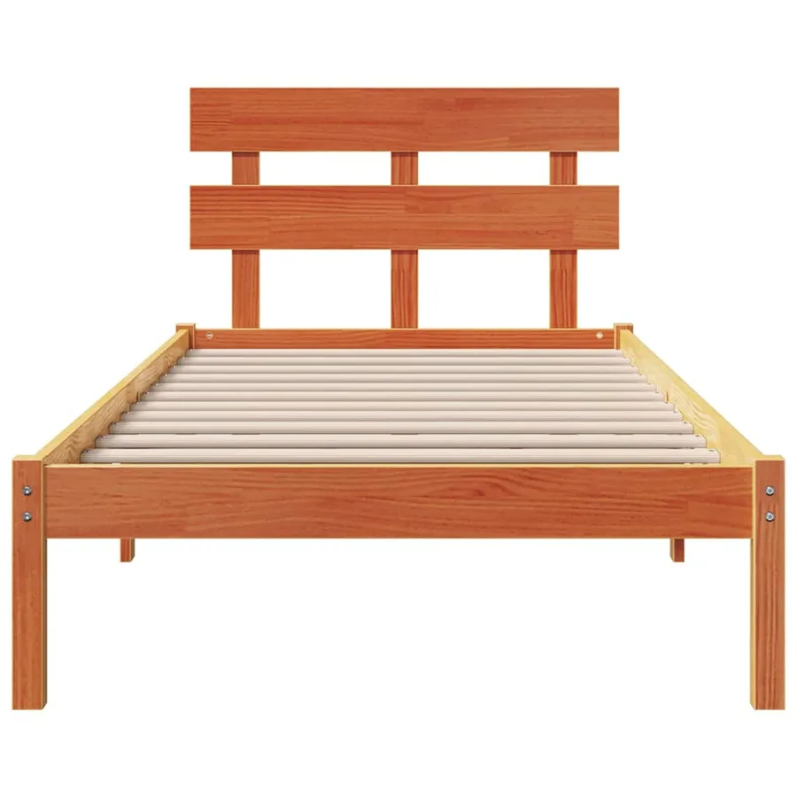 Cadre de lit Marron 100 x 200 cm Bois de pin massif - 5