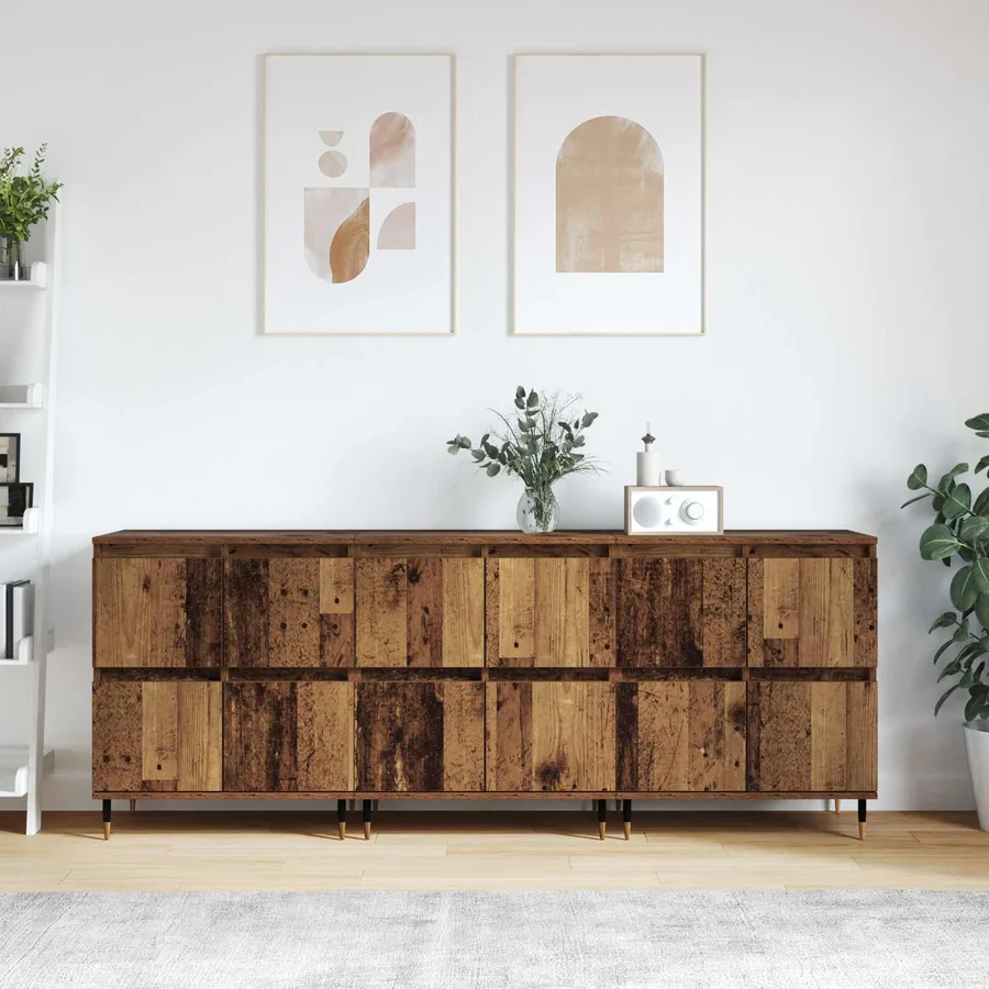 Armoire de rangement 3 pcs Bois ancien 60 x 35 x 70 cm