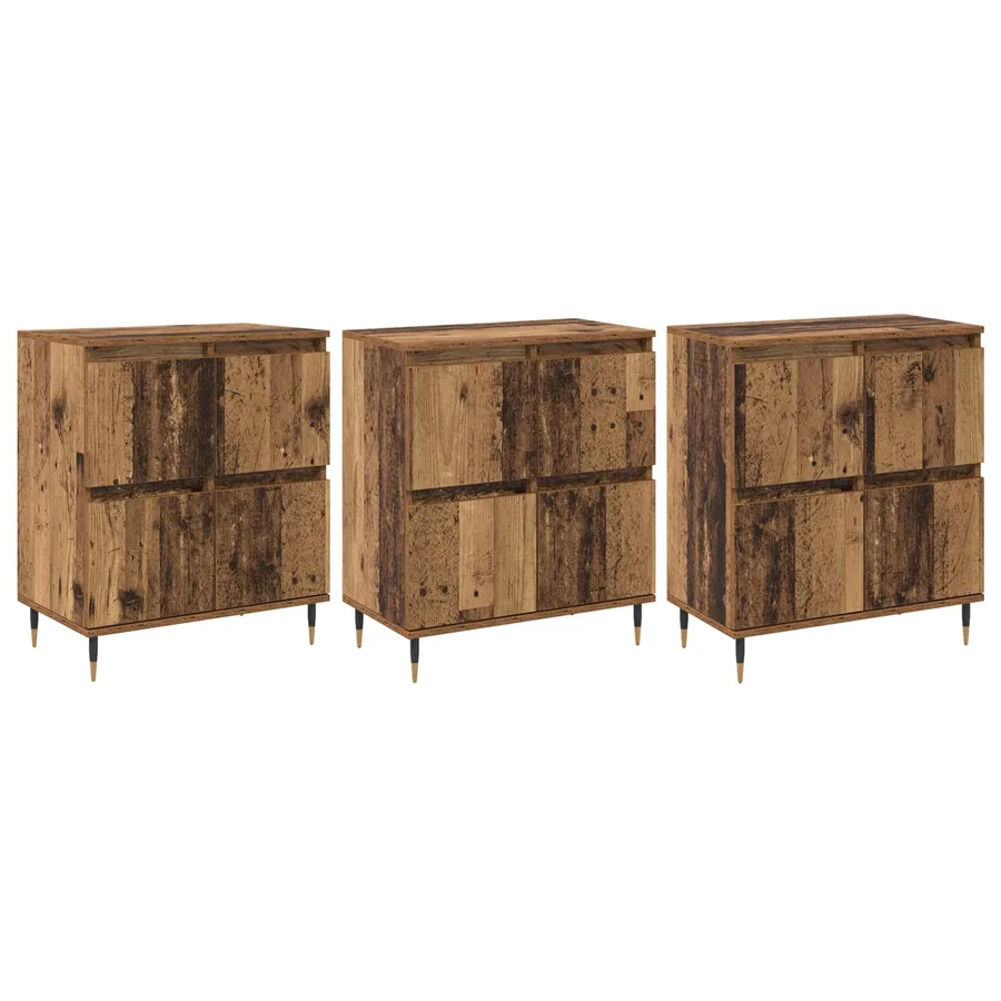 Armoire de rangement 3 pcs Bois ancien 60 x 35 x 70 cm - 2