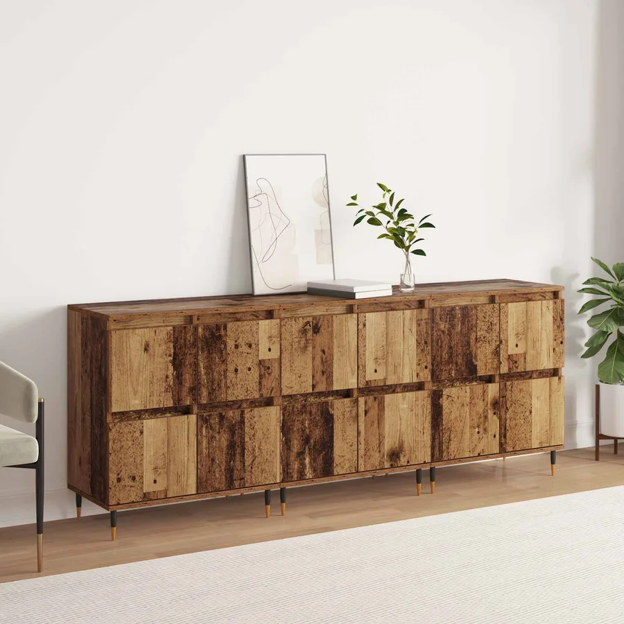 Armoire de rangement 3 pcs Bois ancien 60 x 35 x 70 cm - 4