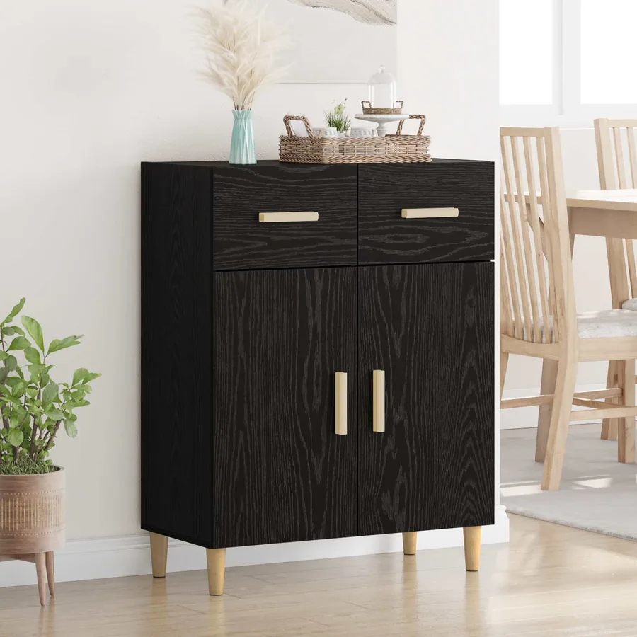 Buffet Chêne noir 34 x 69,5 x 89 cm Bois d'ingénierie