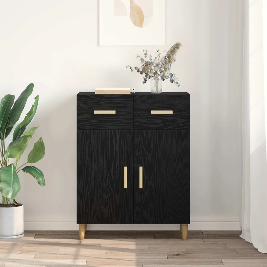 Buffet Chêne noir 34 x 69,5 x 89 cm Bois d'ingénierie - 4