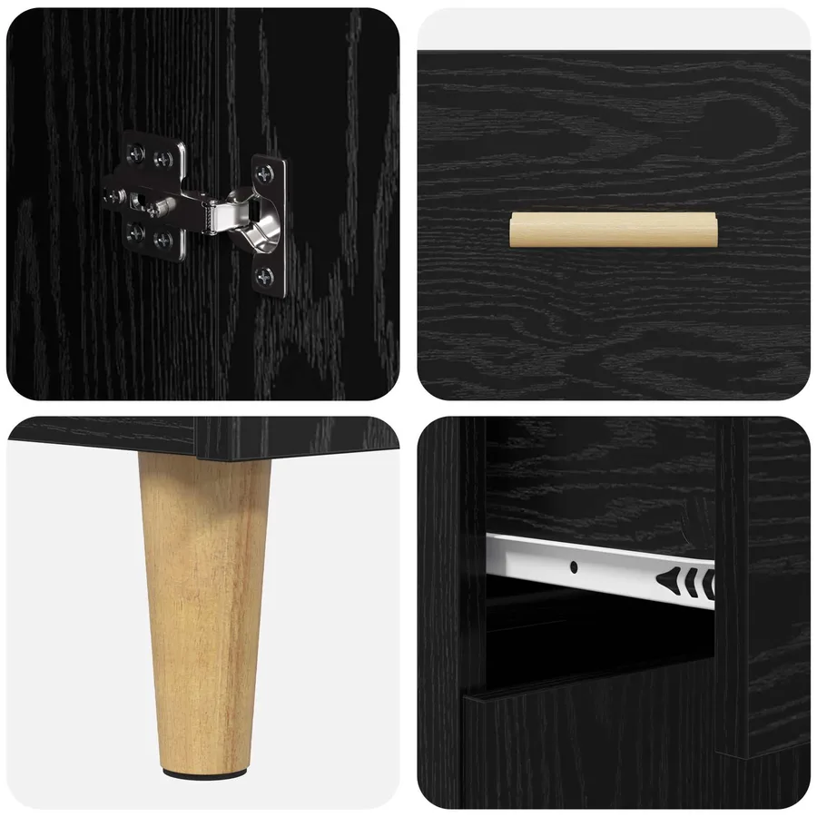 Buffet Chêne noir 34 x 69,5 x 89 cm Bois d'ingénierie - 9