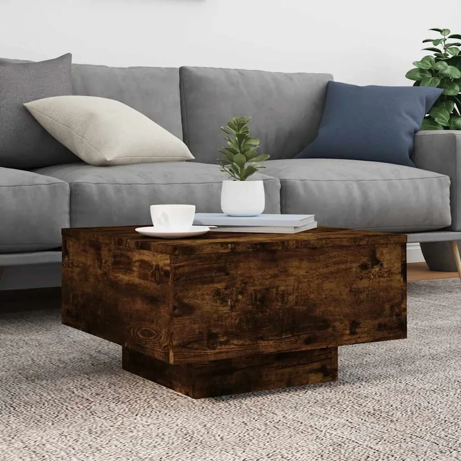 Table basse chêne fumé 55x55x31 cm bois d'ingénierie - 3