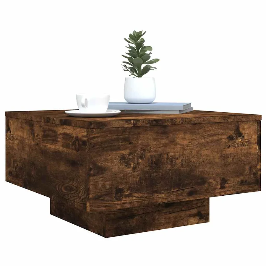 Table basse chêne fumé 55x55x31 cm bois d'ingénierie - 4