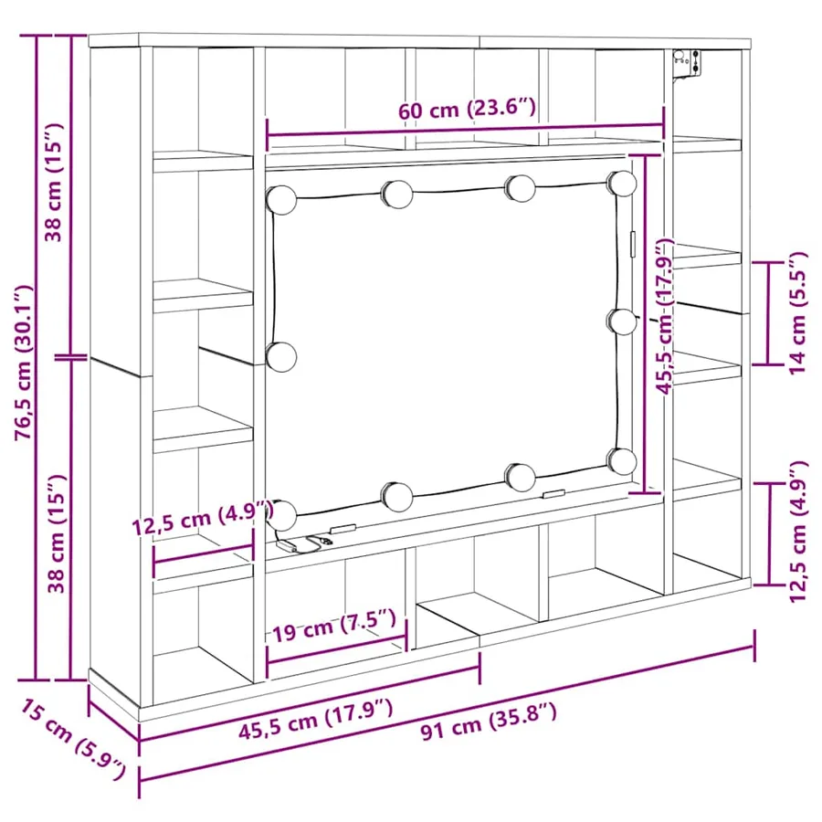 Armoire Miroir Chêne artisanal 91 x 15 x 76,5 cm - 14