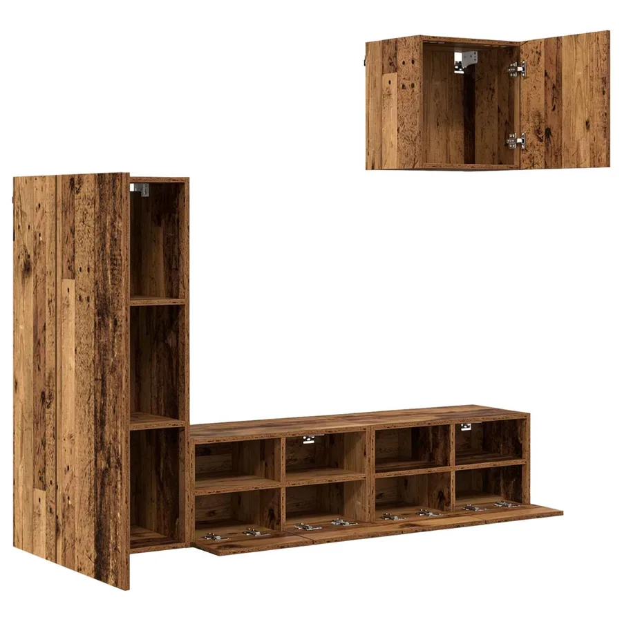 Meubles TV muraux 4 pcs Bois Ancien Bois d'ingénierie - 5