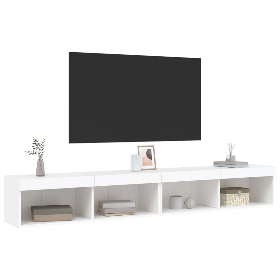 Meubles TV avec lumières LED 2 pcs blanc 100x30x30 cm - 6