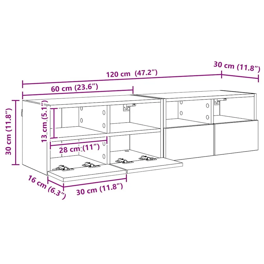 Meubles TV muraux 2 pcs Chêne noir 60 x 30 x 30 cm - 16