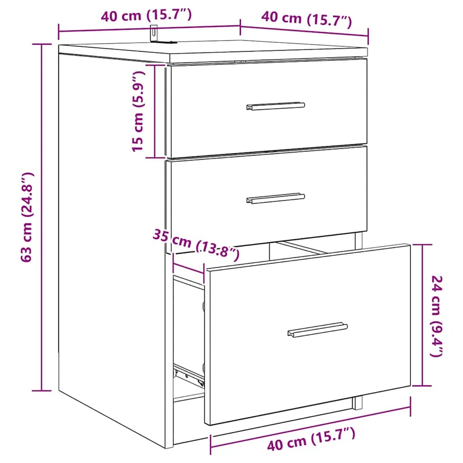 Cabinet de chevet Chêne artisanal 40 x 40 x 63 cm - 16