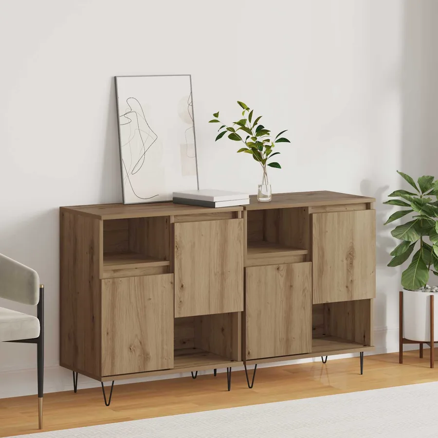 Buffet 2 pcs Chêne artisanal 60 x 35 x 70 cm