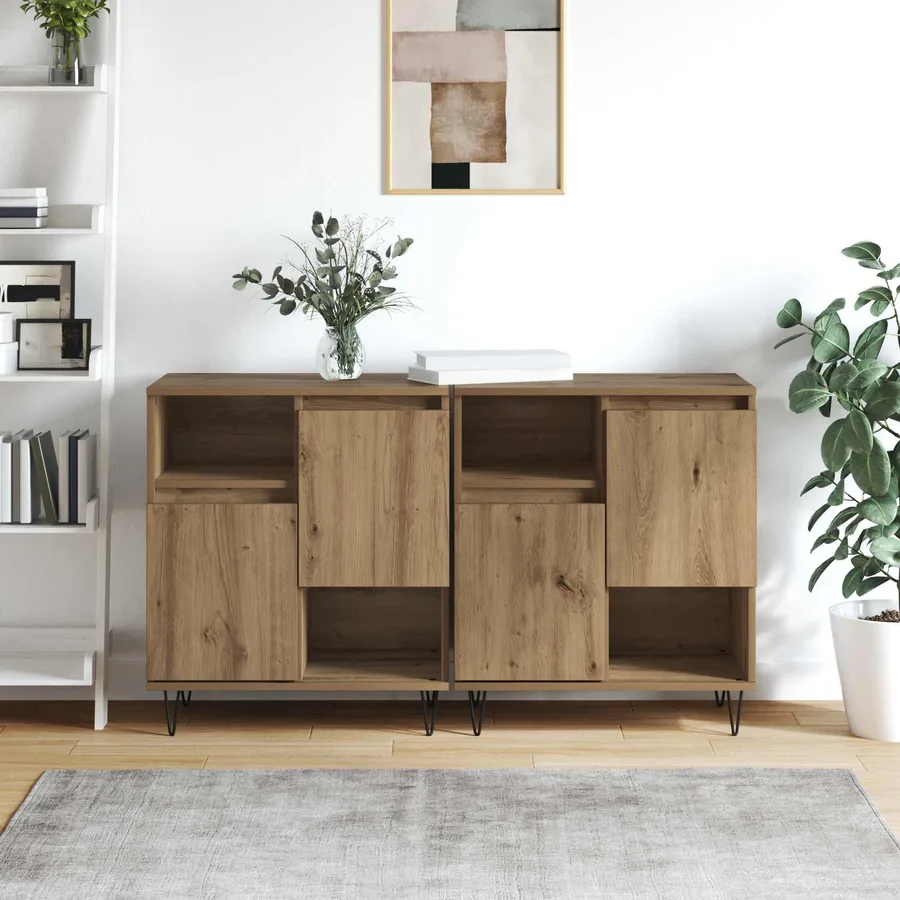 Buffet 2 pcs Chêne artisanal 60 x 35 x 70 cm - 4