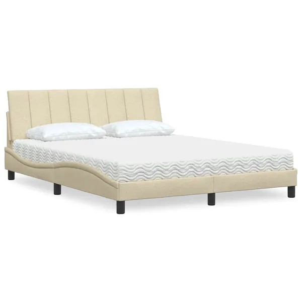 Lit avec matelas Hanko crème 160x200 cm tissu