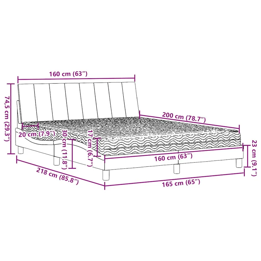 Lit avec matelas Hanko crème 160x200 cm tissu - 13