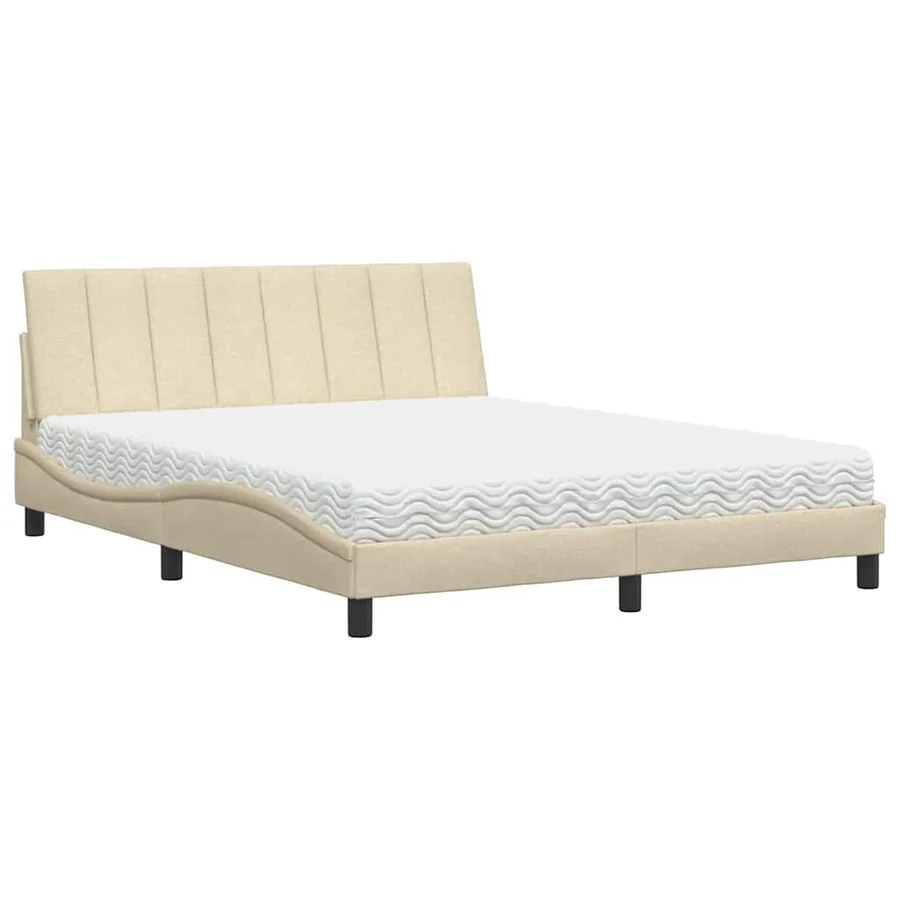Lit avec matelas Hanko crème 160x200 cm tissu - 4