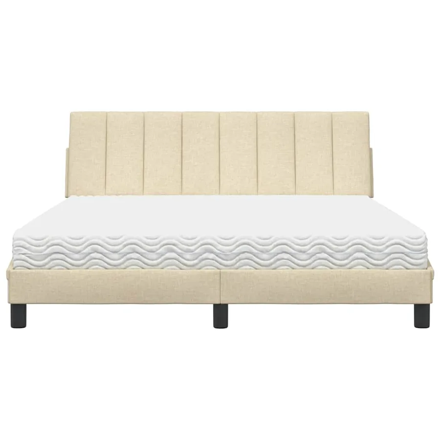 Lit avec matelas Hanko crème 160x200 cm tissu - 5