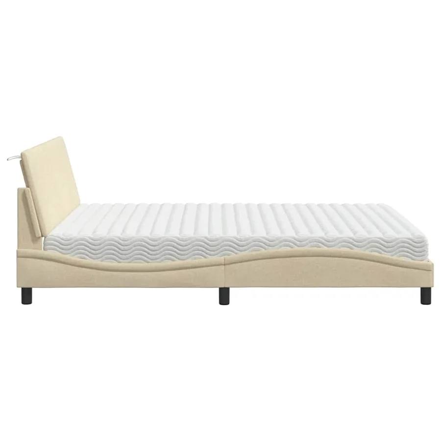 Lit avec matelas Hanko crème 160x200 cm tissu - 6